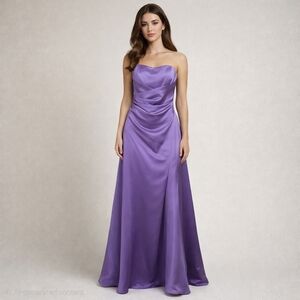 Alfred Angelo Regency Purple Ruched Bodice Strapless Formal Gown Maxi Dress 6